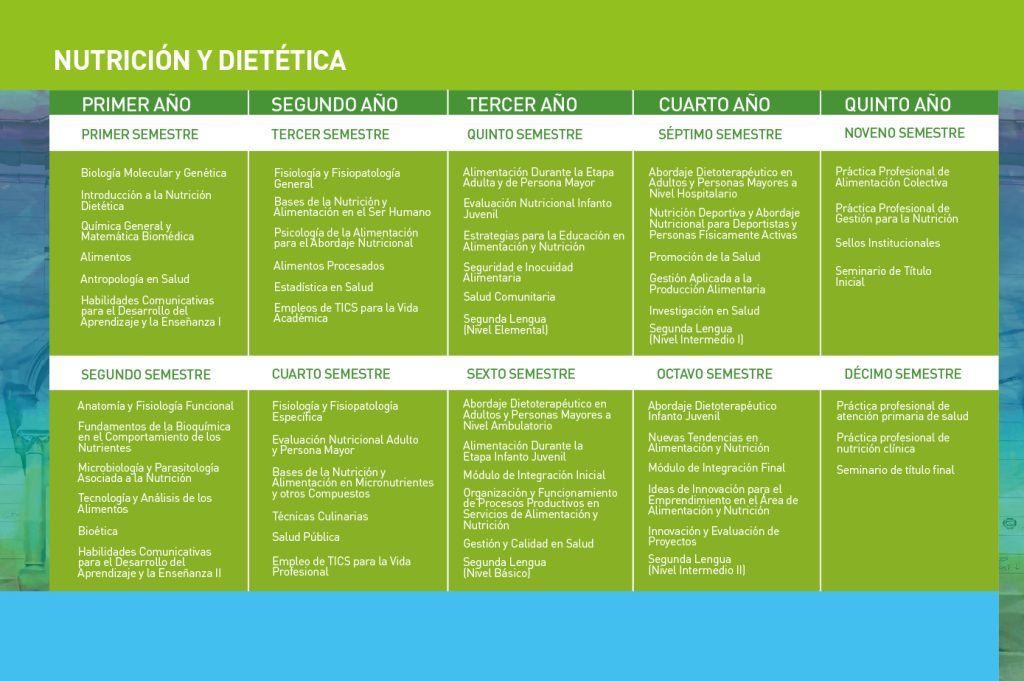Universidad de Playa Ancha - Nutrición y Dietética - Estructura curricular