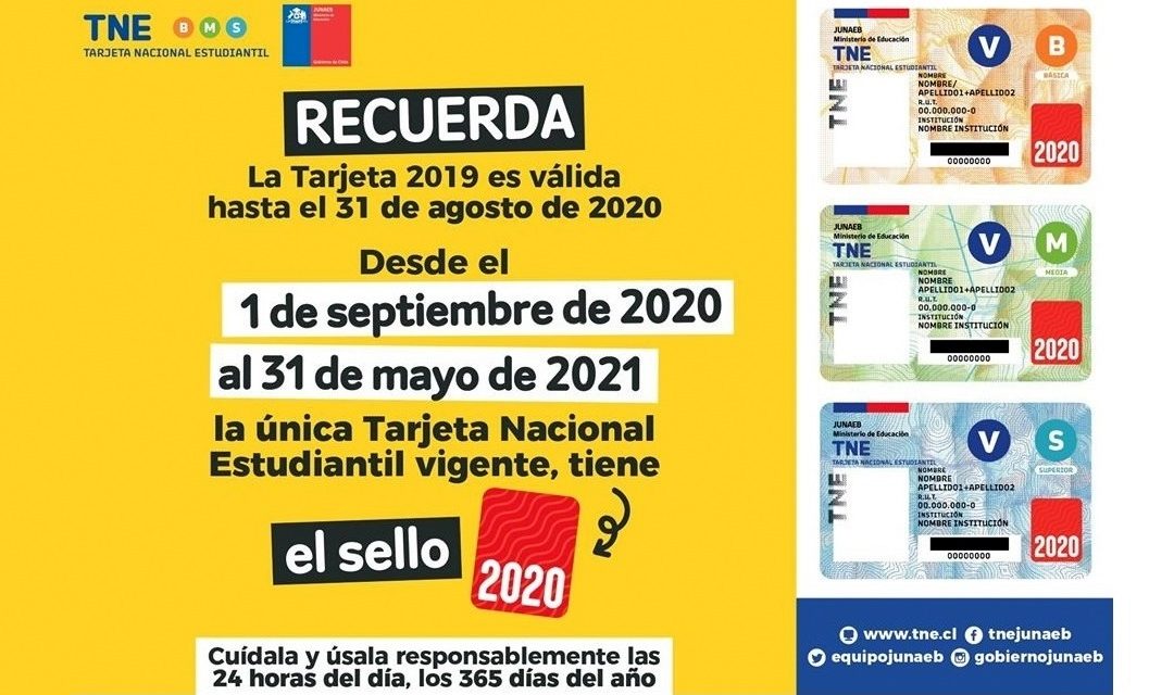 Junaeb informa extensión de vigencia de TNE 2019