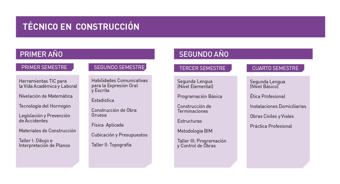 Técnico en Construcción Instituto Tecnológico Universidad de Playa Ancha - Estructura curricular
