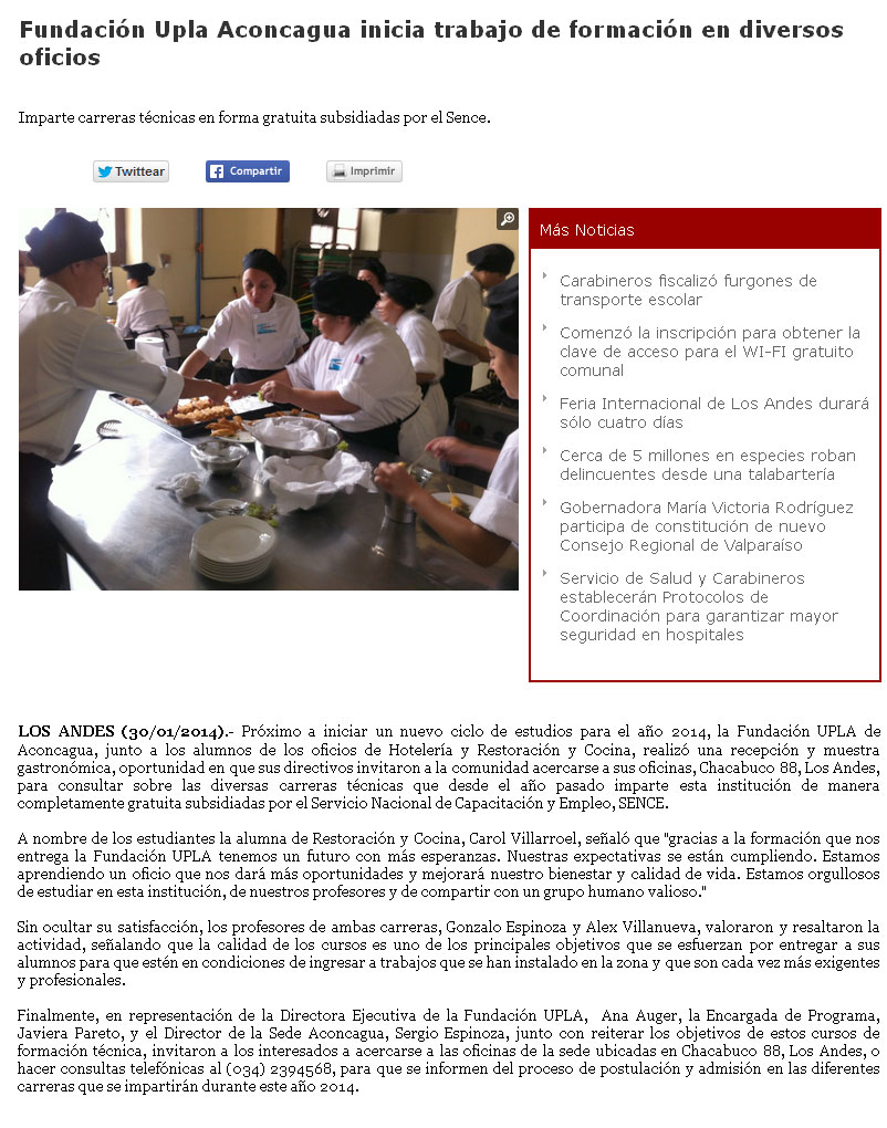 Fundación UPLA Aconcagua inicia trabajo de formación en oficios