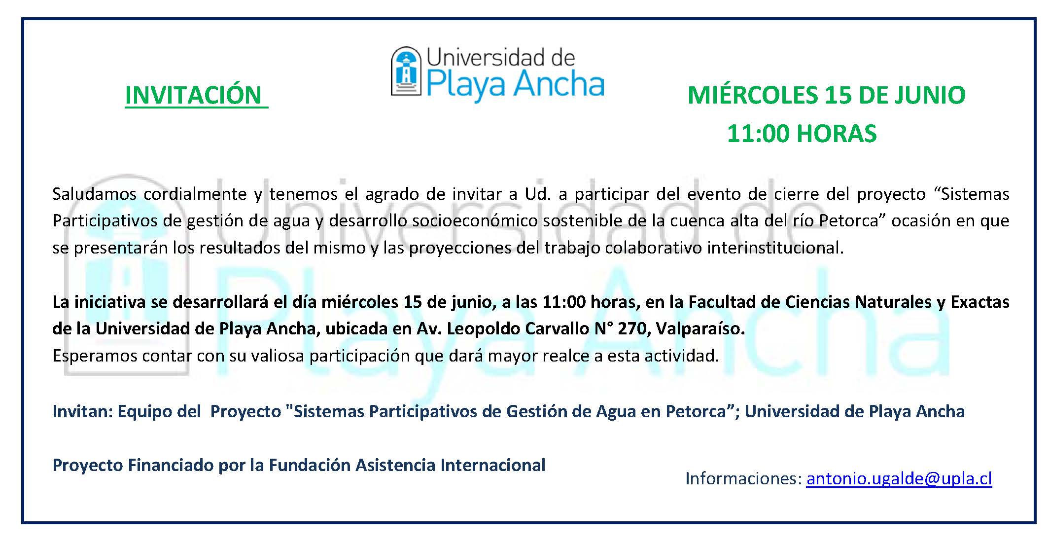 invitación cierre proyecto