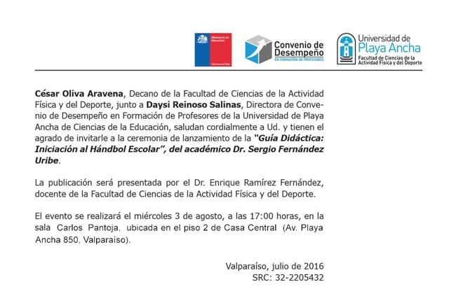 Invitación Guía Didáctica Handbal