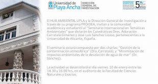 10 de enero: Seminario Internacional en Temáticas Ambientales