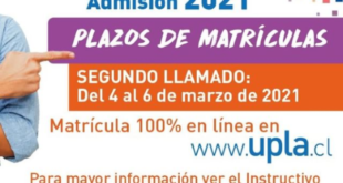 Continúa Proceso de Matrícula 2021 en la UPLA