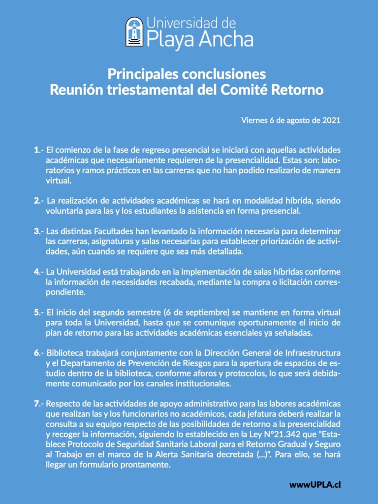 Comité de Retorno UPLA informa