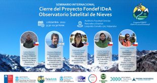 Invitan a Seminario Internacional cierre de proyecto Fondef IDeA Observatorio Satelital de Nieves