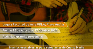 Carrera de Música de la UPLA implementará segunda versión del Preuniversitario Musical